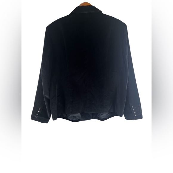 Talbots Black Velvet Cotton Silk Blend Blazer Jacket Plus Size 18W - Picture 4 of 7